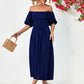 Hillary Boho Off the Shoulder Balloon Sleeve Midi Dress