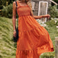 Harriet Boho Smocked Square Neck Tiered Dress