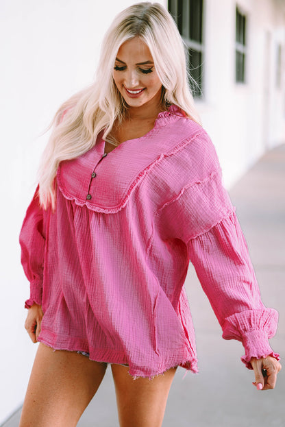 Boho Sexy Cutout Round Neck Long Sleeve Top
