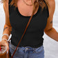 Sleeveless Waffle Knit Scoop Neck Tank Top