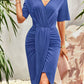 Dierdre Boho Surplice Neck Dropped Shoulder Ruched Dress