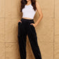 Boho Hyfve Chic For Days High Waist Drawstring Cargo Pants in Black