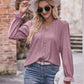 Bohemian Exposed Seam Round Neck Long Sleeve Cropped Top