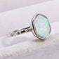 Boho Minimalist Opal Hexagon 925 Sterling Silver Ring