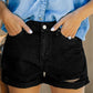 Rolled-up High Waist Distressed Denim Shorts