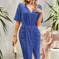 Dierdre Boho Surplice Neck Dropped Shoulder Ruched Dress