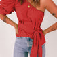 Women's Tied Puff Sleeve One-Shoulder Trendy Top
