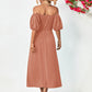 Hillary Boho Off the Shoulder Balloon Sleeve Midi Dress