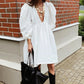 Women's Deep V-Neck Lantern Puff Sleeves Dress