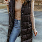 Bohemian Black Longline Hooded Sleeveless Puffer Vest