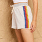 Boho Sporty OOTD Relaxed Vibe Striped Screen Printed French Terry Shorts