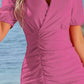 Catarina Wrap Surplice Ruched Puff Sleeve Dress