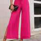 Bright Summer Pink High Waist Slit Wide Leg Pants