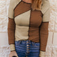 Color Block Exposed Seam Knit Top