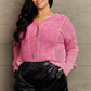 Boho Heyson Brand Soft Focus Wash Cable Knit Cardigan in Fuchsia