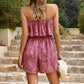 Boho Floral Strapless Layered Smocked Romper
