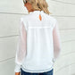 Bohemian White Swiss Dot Smocked Mock Neck Blouse