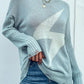 Boho Distressed Lightning Bolt Graphic Sweater