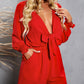 Brianna Tied Flounce Sleeve Plunge Romper