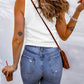 Sleeveless Waffle Knit Scoop Neck Tank Top