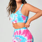 Bright Tie-Dye Sports Bra and Shorts Workout Set