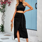 Sleeveless Crop Top and Tied Wrap Skirt Set