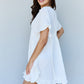 Out Of Time Boho Ruffle Hem Dress with Drawstring Waistband in White
