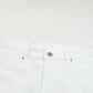 Mid-Rise White Frayed Hem Distressed Denim Shorts with Pockets