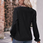 Bohemian Exposed Seam Round Neck Long Sleeve Cropped Top