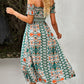 Bohemian Off-Shoulder Midi Frill Trim Split Dress