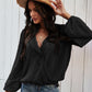 Black Boho Swiss Dot Balloon Sleeve Top