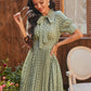 Amelia Bohemian Polka Dot Pleated Tie Neck Smocked Waist Dress