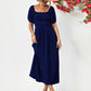 Hillary Boho Off the Shoulder Balloon Sleeve Midi Dress