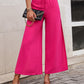 Bright Summer Pink High Waist Slit Wide Leg Pants