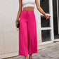 Bright Summer Pink High Waist Slit Wide Leg Pants