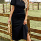 Bali Bohemian Chic One-Shoulder Gathered Detail Slit Dress