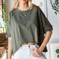 Distressed Asymmetric Hem Cropped Tee Shirt