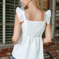 Boho Embroidered Peasant Contrast Square Neck Tank