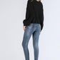 Boho Turtleneck Rib-Knit Lantern Sleeve Sweater