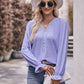 Bohemian Exposed Seam Round Neck Long Sleeve Cropped Top