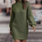 Bohemian Ribbed Mock Neck Lantern Sleeve Sweater Dress