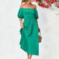 Hillary Boho Off the Shoulder Balloon Sleeve Midi Dress