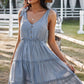 Davina Tie-Shoulder Decorative Button V-Neck Dress