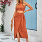 Sleeveless Crop Top and Tied Wrap Skirt Set