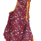 Boho Floral Printed Tie Back Cropped Top and Maxi Skirt Set