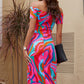 Printed Off-Shoulder Split Midi Dress