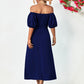 Hillary Boho Off the Shoulder Balloon Sleeve Midi Dress