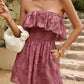 Boho Floral Strapless Layered Smocked Romper