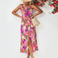 Gia Floral Printed Spaghetti Strap Front Slit Midi Dress