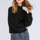 Boho Turtleneck Rib-Knit Lantern Sleeve Sweater